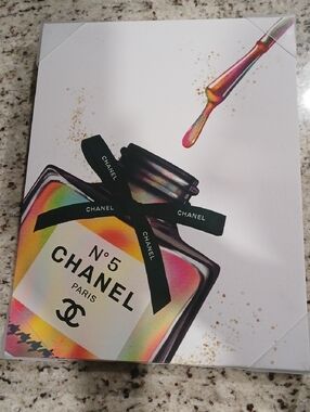 CHANEL Rainbow Gradient Perfume Bottle Art Print — Black Ribbon Accent